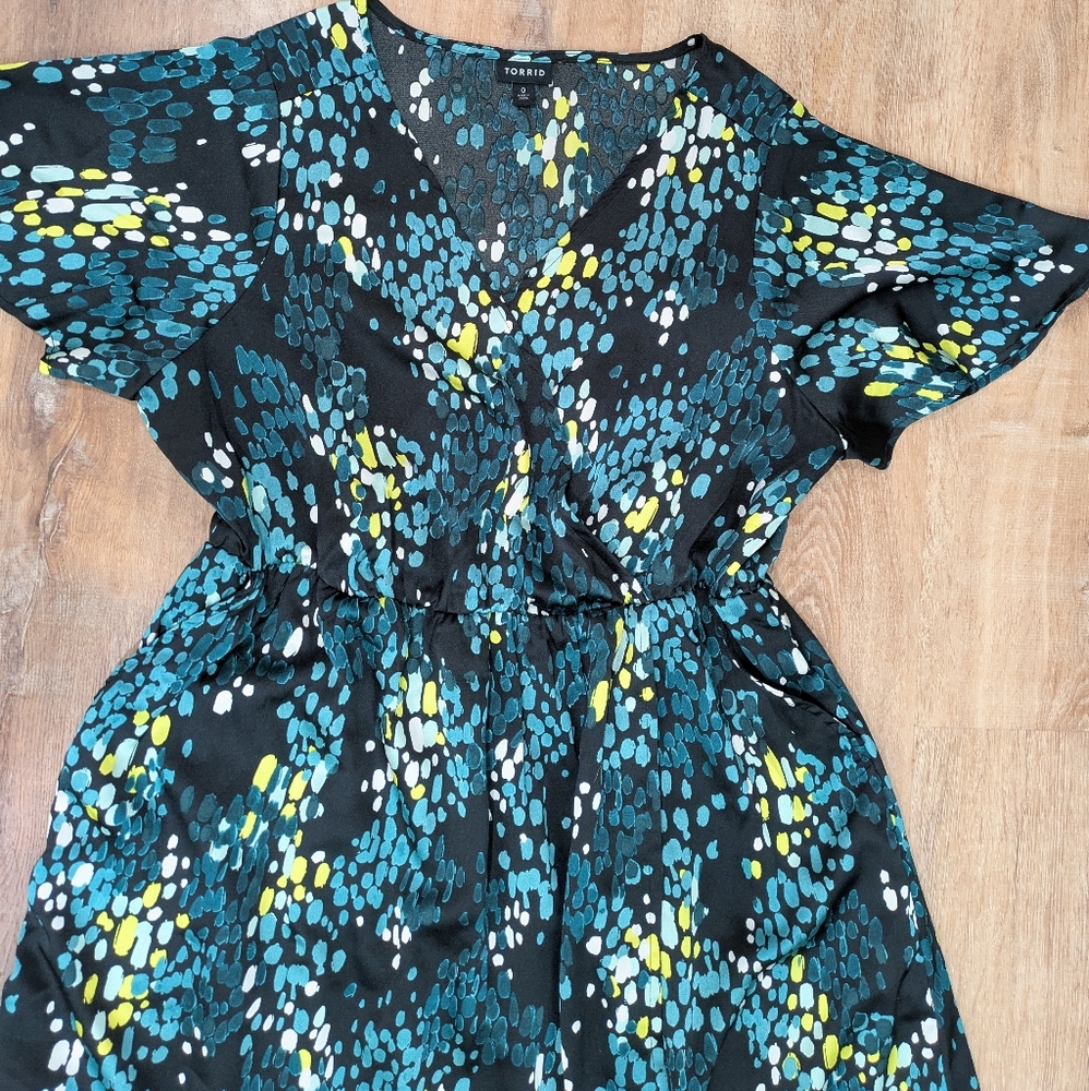 Torrid Black, Teal And Yellow Dress - Picture 3 of 6